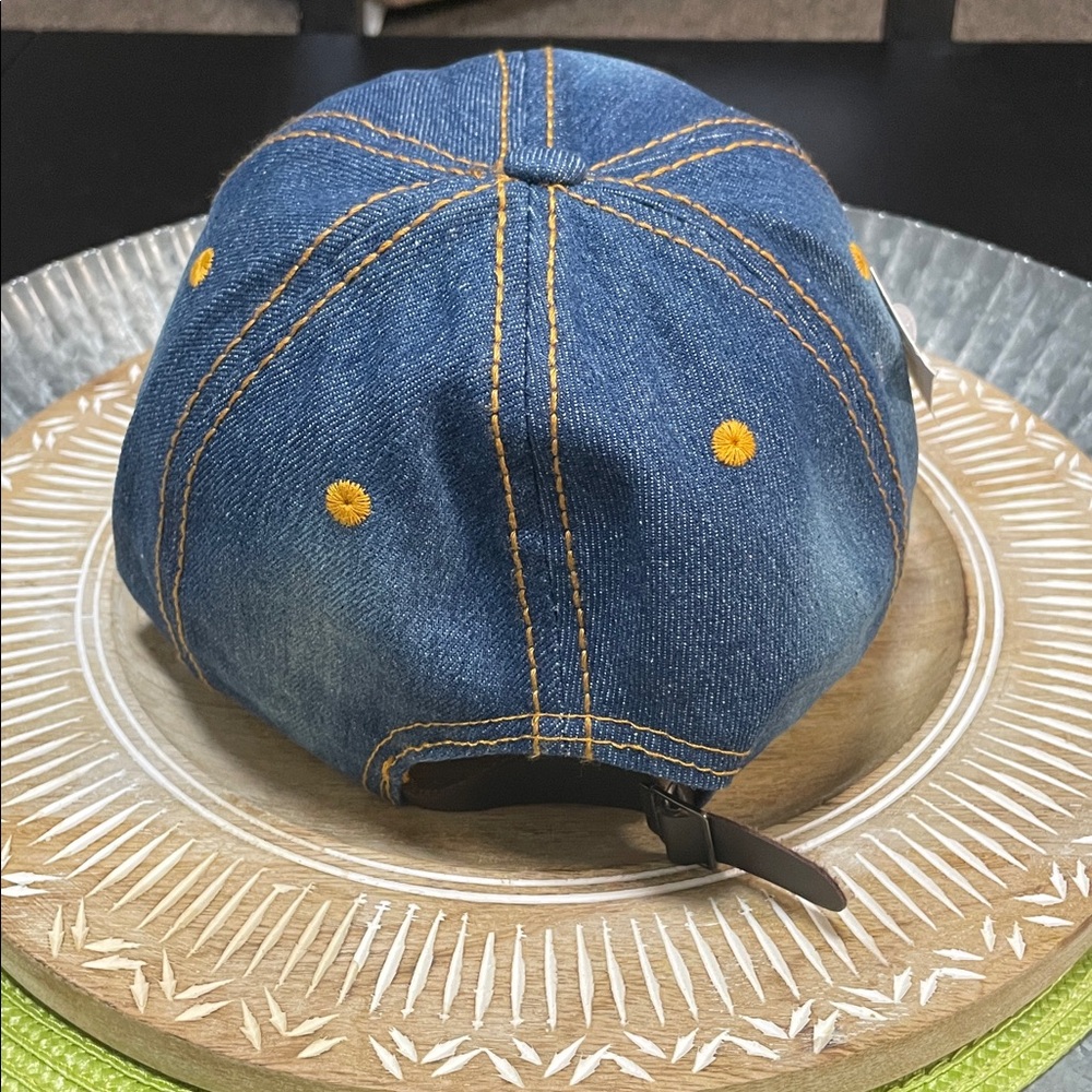 Distressed Denim Cap with Rhinestone 'BOSS' Design - Picture 9 of 10